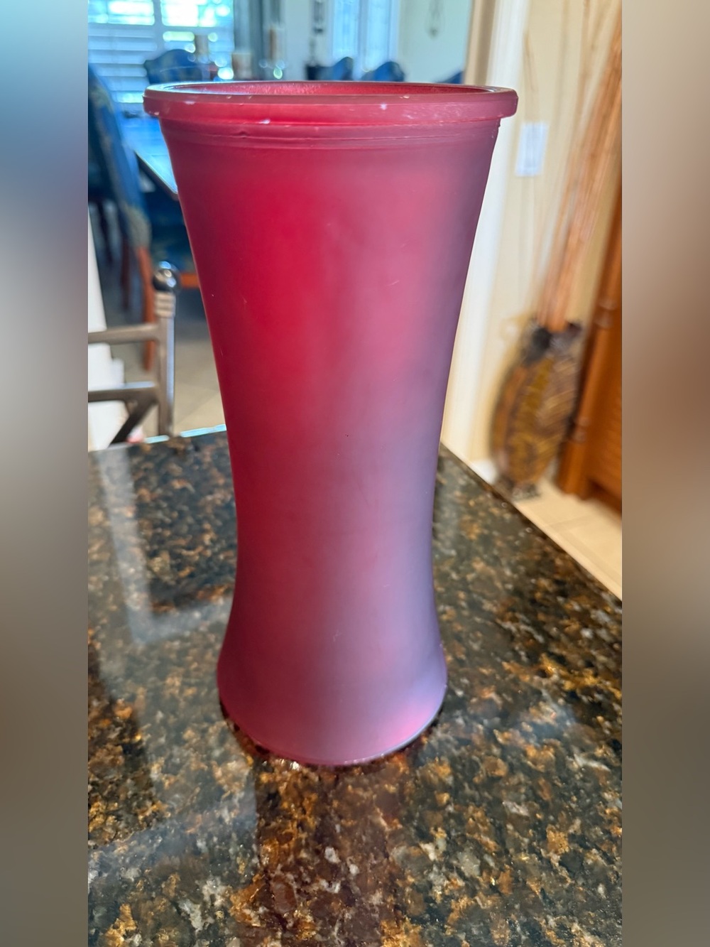 Vintage Ruby Red Frosted Glass Gathering Vase